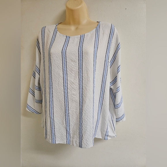 Habitat Tops - Habitat Clothes to live in ,Striped Blue and White Women's Top